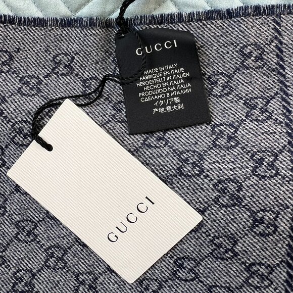 NEW Authentic Gucci GG Blooms Logo Reversible Monogram Wool Scarf w/ Box - Picture 6 of 8